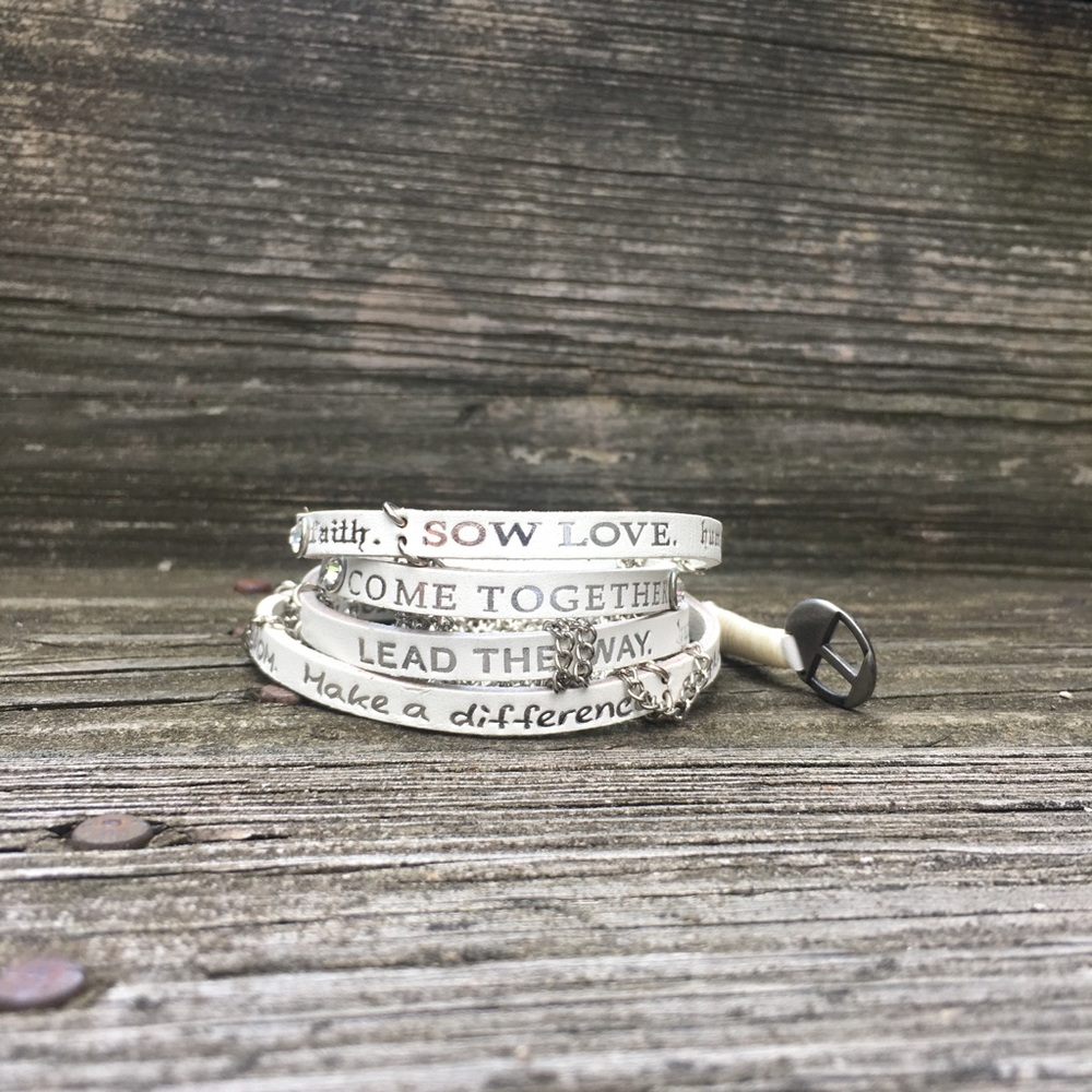 White Humanity for All wrap bracelet